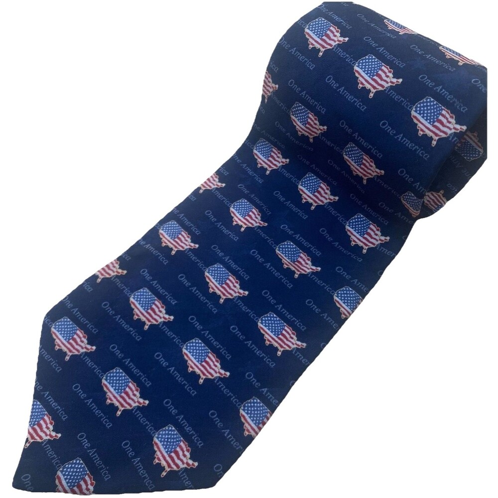 Tango Americana Silk Tie "One America" Flag USA Patriotic Independence Day Raab